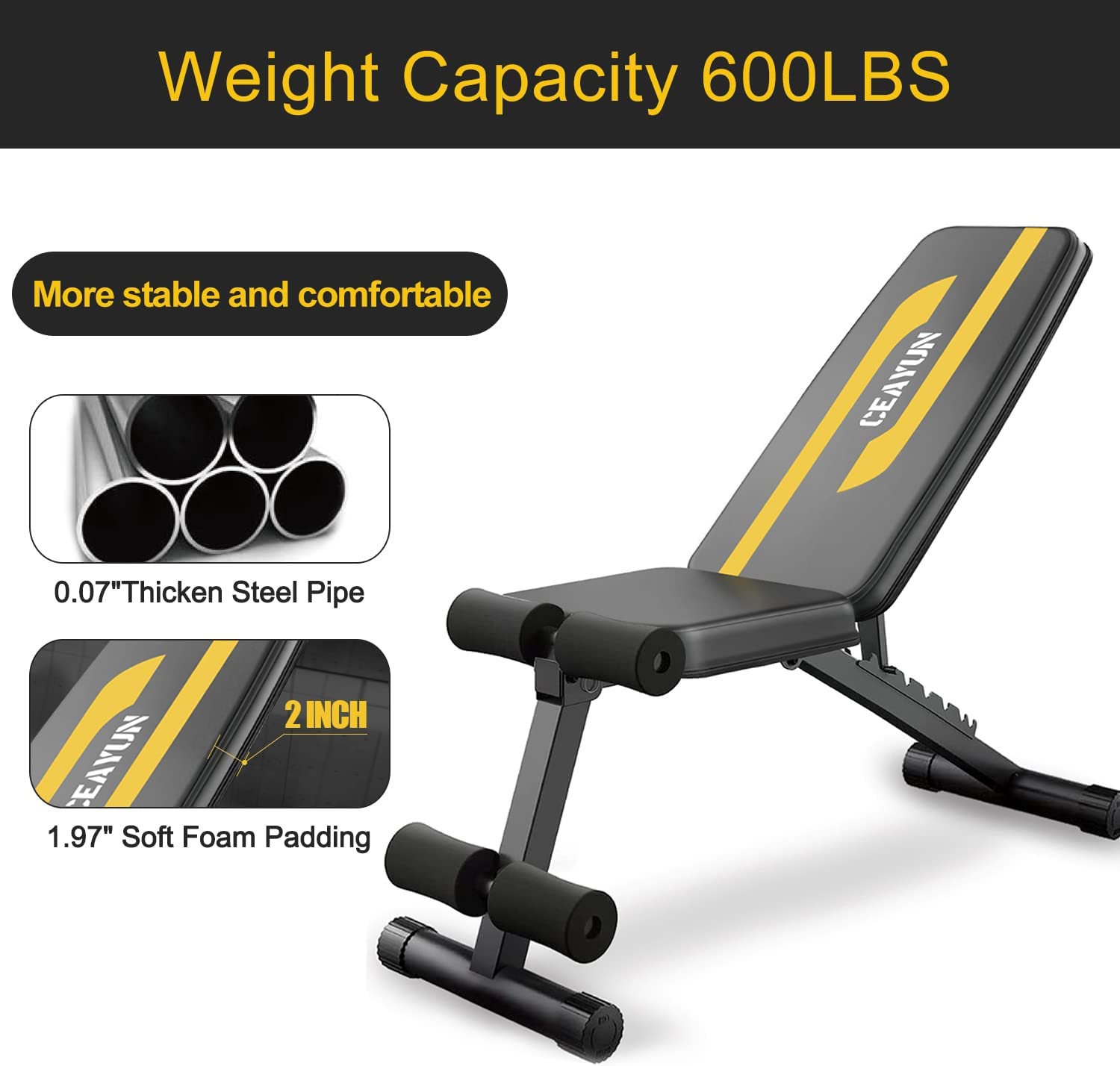 Ceayun adjustable weight bench for garage gym