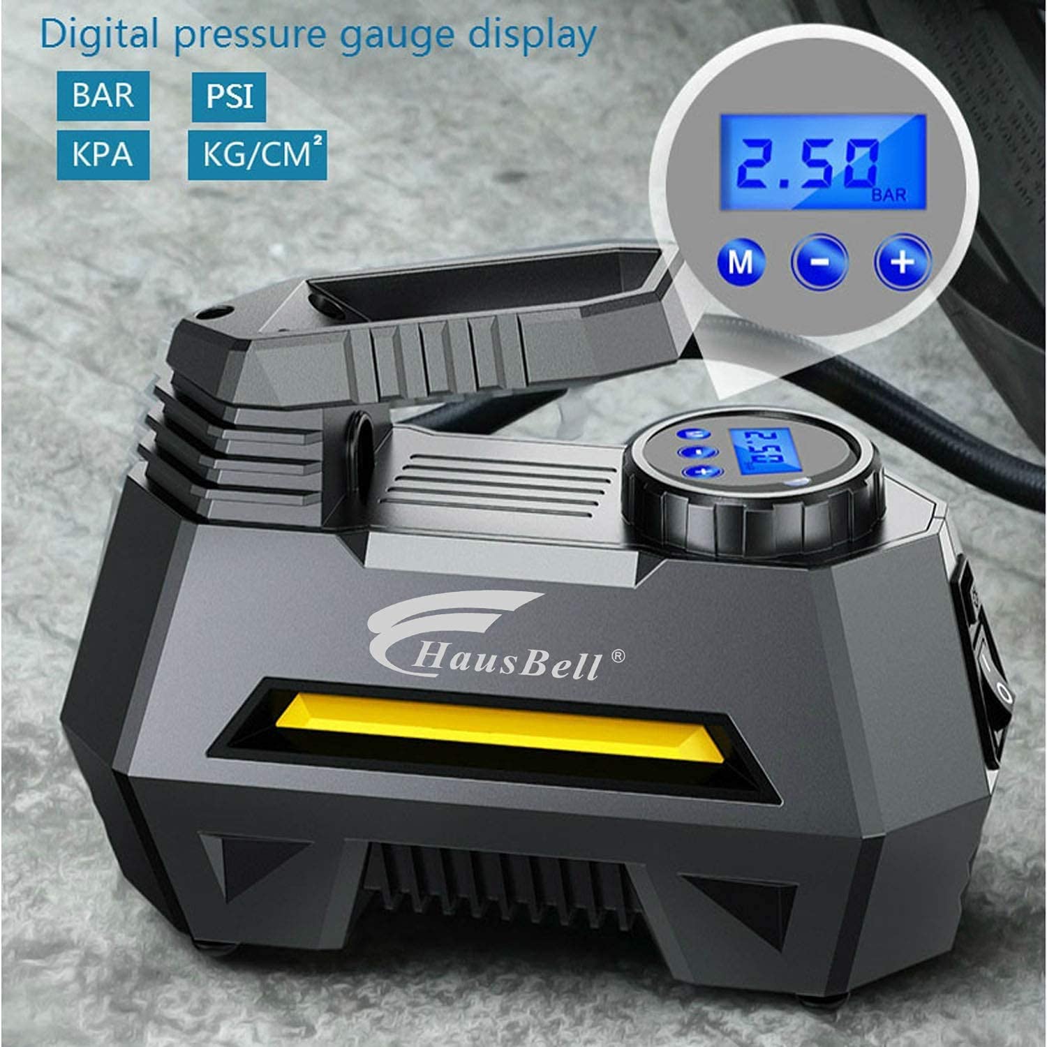 12v dc portable air compressor tire inflator pump by hausbell