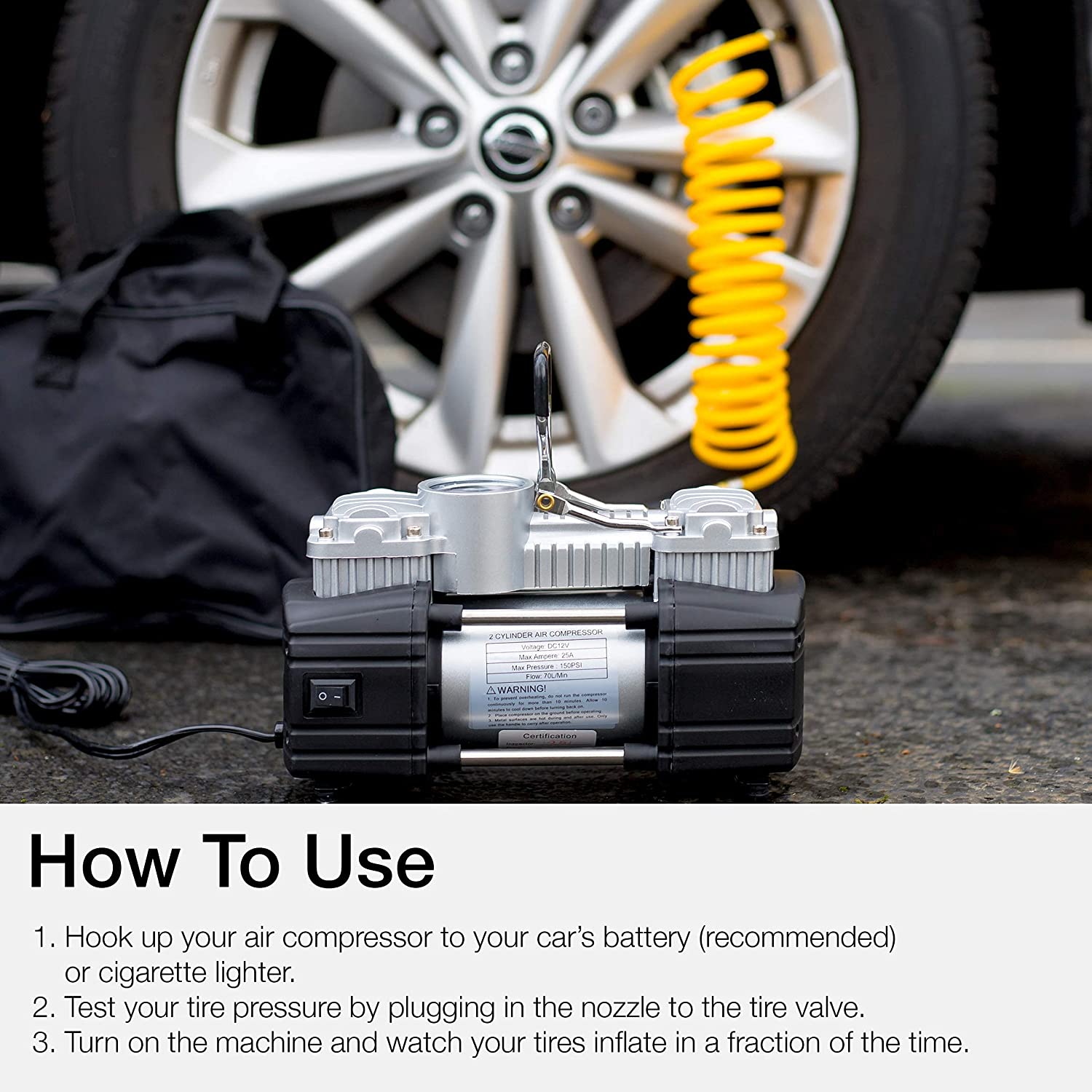 Portable Double Cylinder Air Compressor Tire Inflator